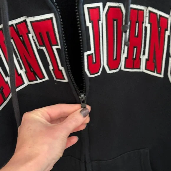 St.  John’s Jansport Black and Red Zip-Up Hoodie - Picture 3 of 4